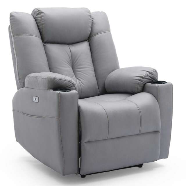 Afton Technology Fabric Recliner Rocking Swivel Cinema Sofa Chair (Grey)