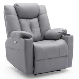 Afton Technology Fabric Recliner Rocking Swivel Cinema Sofa Chair (Grey)
