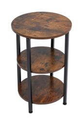 Living and Home Vintage Wooden Side Table 3 Tiers - 40 x 40 x 60cm H Brown