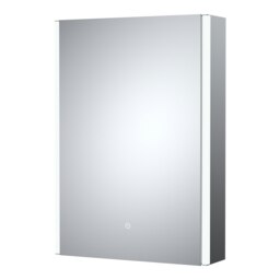 Rectangular 1 Door Touch Sensor Mirror Cabinet with 2 Shelves, Demister & Shaver Socket, 500mm - White/Chrome Silver