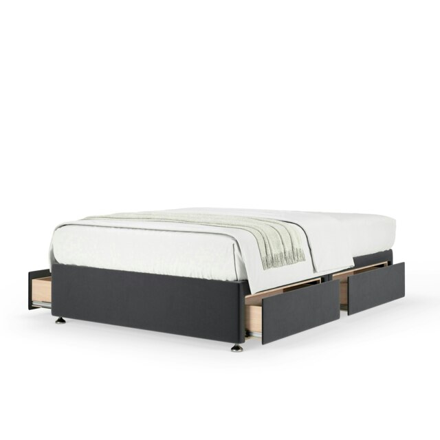 Majestic 1000 Pocket Sprung Graphite Plush Velvet 4 Drawer Divan Set Small Double