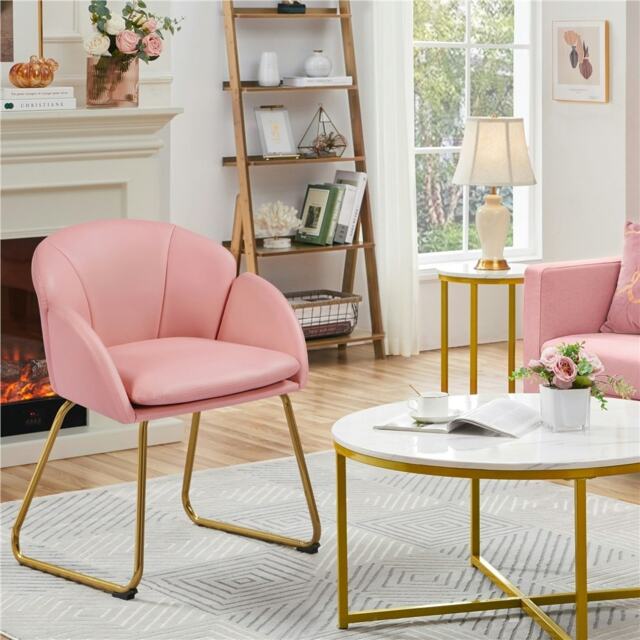 Yaheetech Flower Shape Velvet Armchair with Golden Metal Legs
