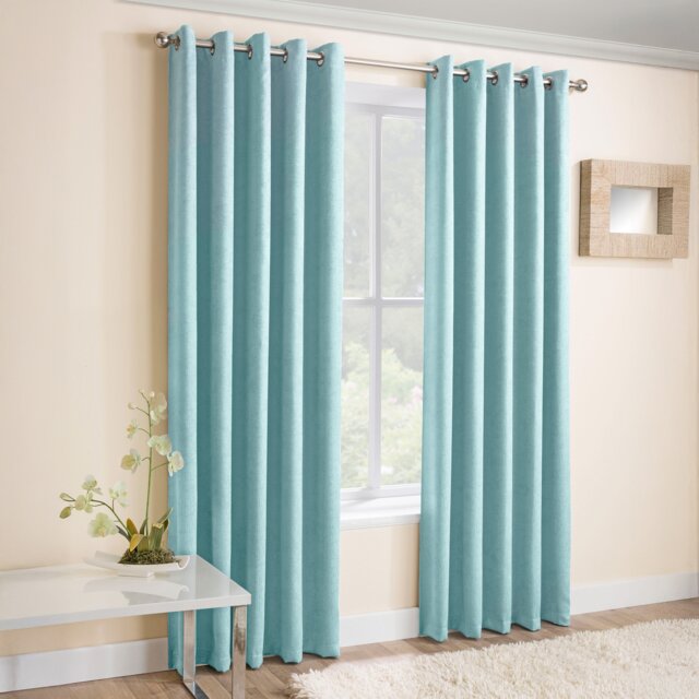 Enhanced Living Vogue Sky Blue 66 x 54 inch (168x137cm) Eyelet Thermal Noise reducing Dim Out Curtains (PAIR) Blue Sky Blue 2