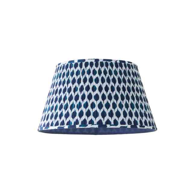 ValueLights Elijah Large Ikat Blue Pleated Taper Shade and Bulb