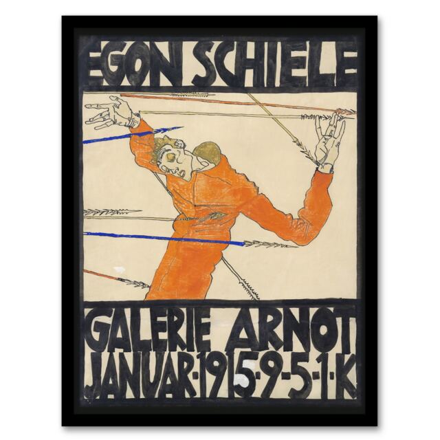 "Galerie Arnot 1915 Exhibition Poster Framed Wall Art Print Egon Schiele 12x16"""