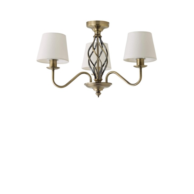 ValueLights Memphis Traditional Antique Brass 3 Way Ceiling Light Chandelier Gold