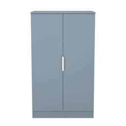 Dover 2 Door Midi Wardrobe in Denim Blue (Ready Assembled) Blue Denim Blue