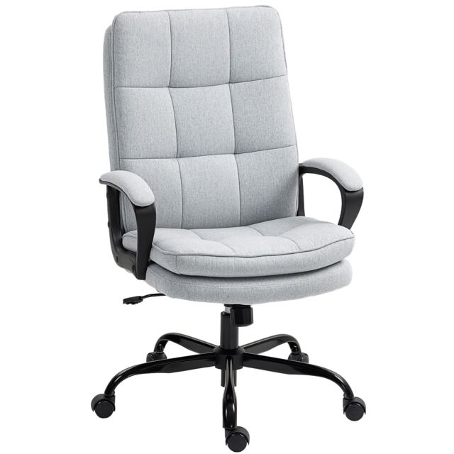 HOMCOM Fabric Office Chair, Computer Desk Chair for Home, Light Grey Grey