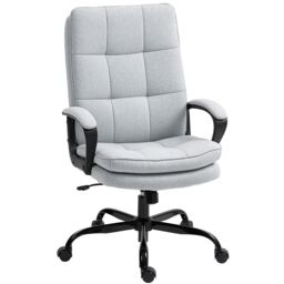 HOMCOM Fabric Office Chair, Computer Desk Chair for Home, Light Grey Grey