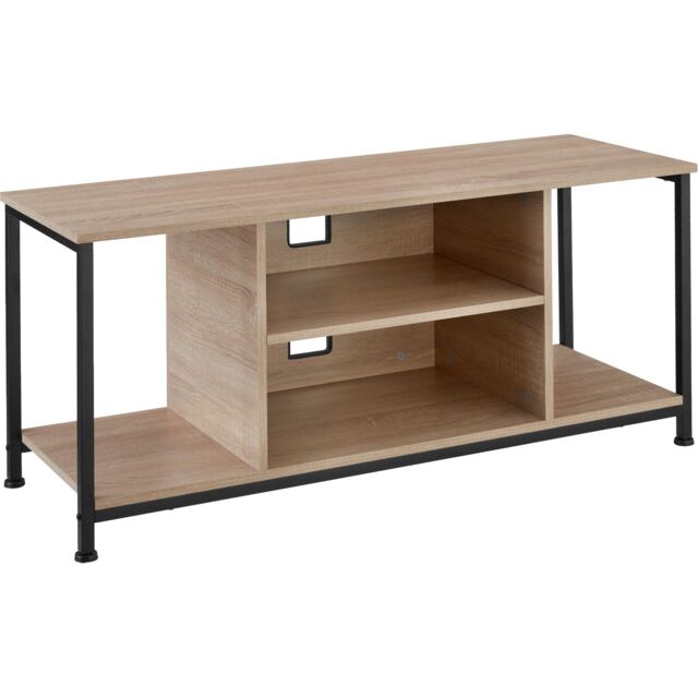 TV Stand - lowboard cabinet with 4 compartments, adjustable shelf Brown industrial wood light, oak Sonoma 110 x 40 x 50,50 cm 1