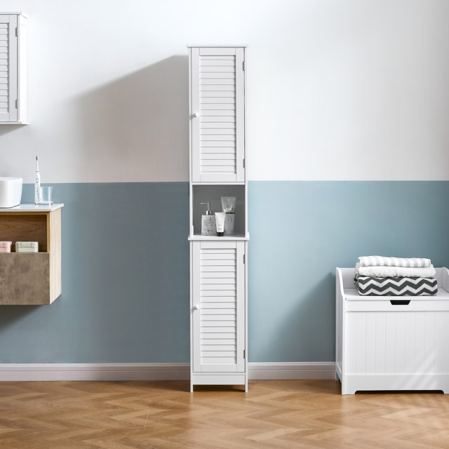 Bath Vida Liano 2 Door Tall Bathroom Cabinet, White