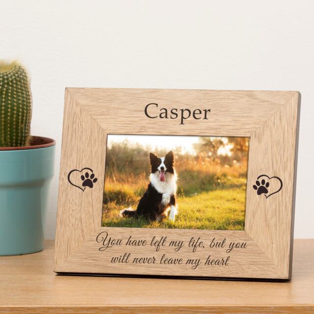 Personalised Never Leave My Heart Pet Memory Wood Picture Frame 7 x 5