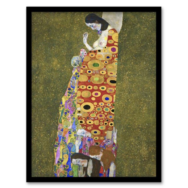 "Vision Hope II Pregnancy Life Death Vintage Framed Wall Art Print Klimt 12x16"""
