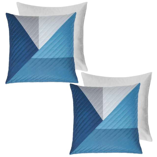 OHS 2 x Ralph Geometric Pinsonic Filled Cushions, 45x45cm - Navy Blue