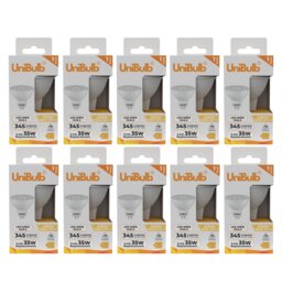 UniBulb LED MR16 GU5.3 345lm 3.4W (Replaces 35W) 3000K (Warm White) Spot Downlight Ceiling Light Bulb - Pack of 10 Clear Warm White MR16 10