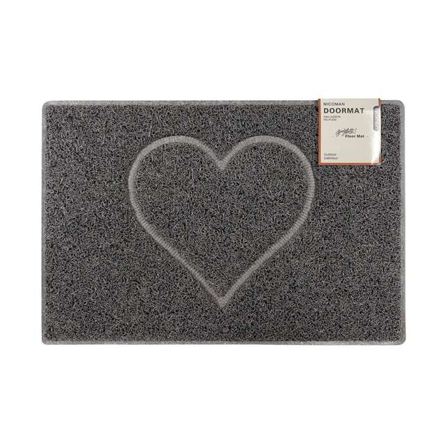 Oseasons Heart Large Embossed Doormat in Grey with Open Back