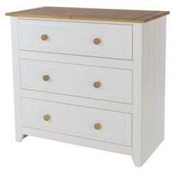 Capri 3 Drawer White Chest of Drawers - White Painted Pine Bedroom Storage with Shaker Style Legs White White 1
