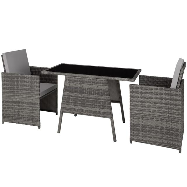 Garden Furniture Set Lausanne - 2 chairs, 1 table, bistro set, weather resistant Grey grey 52,50 x 56 x 88 cm 1