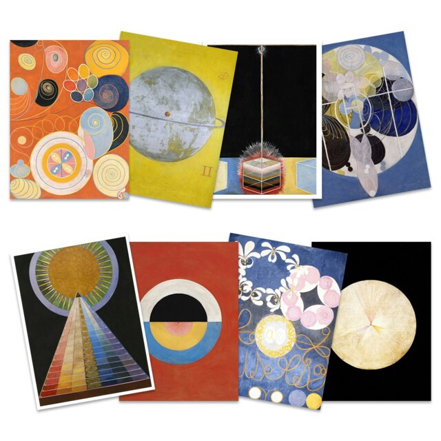 Pack of 8 Hilma Af Klint Modern Abstract Painting Symbols Wall Art Print Poster Home Decor 12x16 Inch
