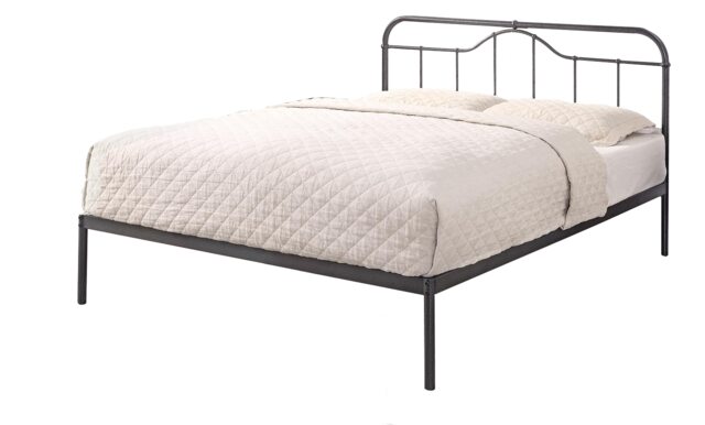 5ft King Size Retro bed frame,black silver,metal,tube.Low foot end traditional industrial Black King