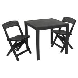 Plastic Anthracite Garden Table with Chair Black 3