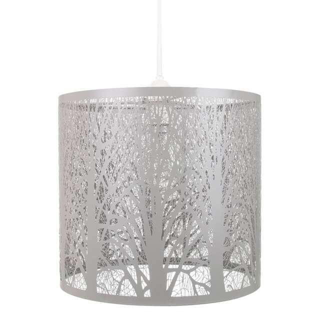Unique and Beautiful Soft Grey Metal Forest Design Ceiling Pendant Shade Grey Grey 1