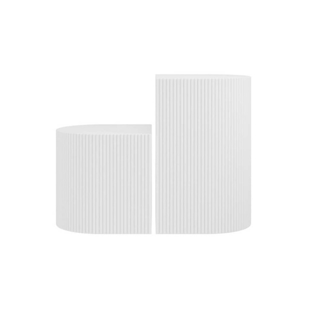 Reed Indoor Side Table- Wood Variant - L34.5 x W35 x H55 cm - White - Fully Assembled