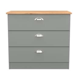 Albert 3 Drawer Chest of Drawers in Dusk Grey & Riviera Oak (Ready Assembled) Grey Dusk Grey & Riviera Oak