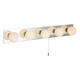 Showtime 5 Light Switched Bathroom Over Mirror Mirror Wall Light Mirror, Opal Glass IP44, G9