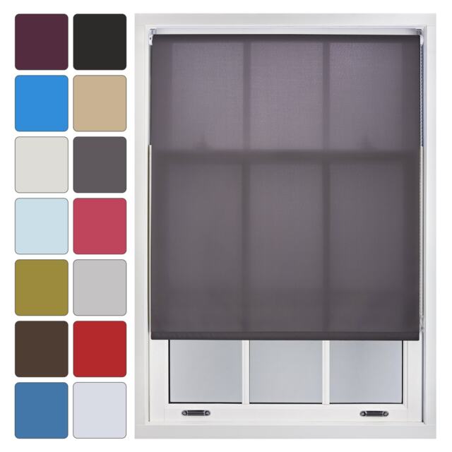 FURNISHED Daylight Sheer Roller Window Blinds Made to Measure Grey Dark Grey (W) 210cm x (L) 210cm