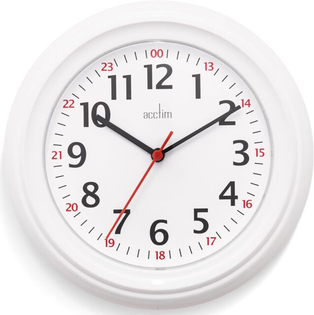 Acctim Wexham Wall Clock Quartz 12 / 24 Hour Dial White 22cm