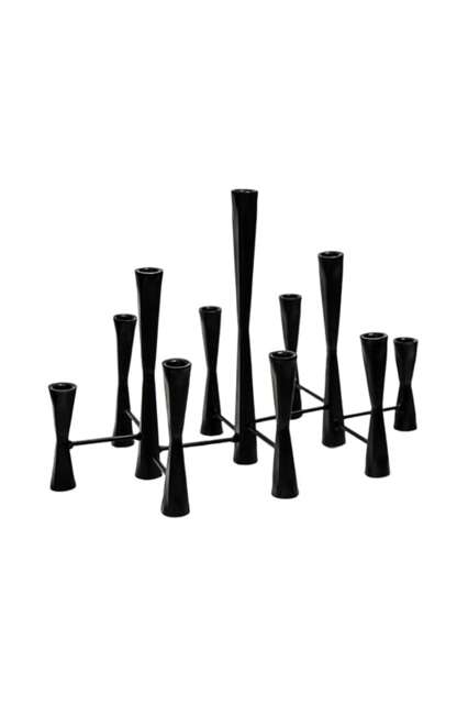 Parker 11 Piece Candle Centerpiece - Mild Steel - L27 x W51.5 x H42 cm - Black Black 1