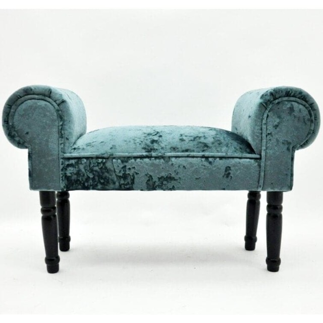 Luxury Small Window Seat Bench - Velvet - L30 x W86 x H52 cm - Blue Blue