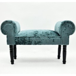Luxury Small Window Seat Bench - Velvet - L30 x W86 x H52 cm - Blue Blue