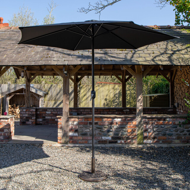 Samuel Alexander 2.7m Havana Garden Patio Parasol with Crank Handle in Black Black Black