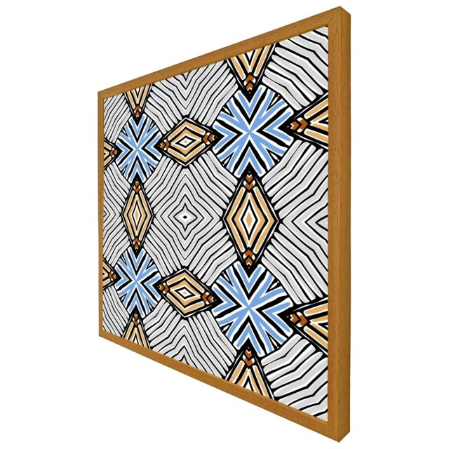Abstract geometric shapes & hand drawn brush stokes (Picture Frame) Brown Oak S