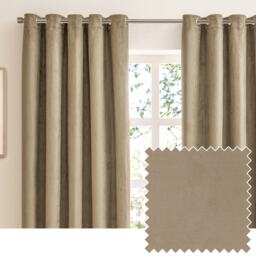 furn. Verso Reversible Suede-look Blackout Eyelet Curtain Pair Mocha (W)229cmx (D)183cm Brown Mocha One Size
