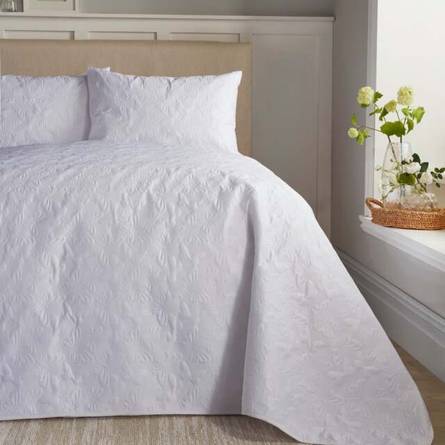 Serene Butterfly Garden Bedspread White