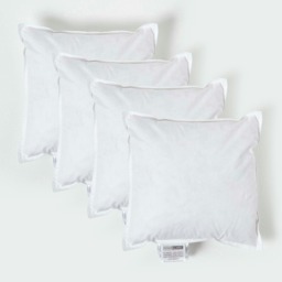"Homescapes Luxury Duck Feather Cushion Pad Insert Inner 30 x 30 cm (12 x 12 inches) - Pack of 4 White 30 x 30 cm (12 x 12"")"