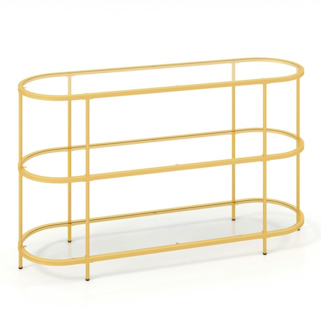 COSTWAY 3-Tier TV Stand for 65 Inches1 Entertainment Center Gold 1