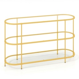 COSTWAY 3-Tier TV Stand for 65 Inches1 Entertainment Center Gold 1