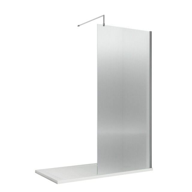 Balterley Contemporary Bathroom Shower Wetroom Screen Aluminium - Shower Durable Fluted Wetroom Screen Silver Chrome