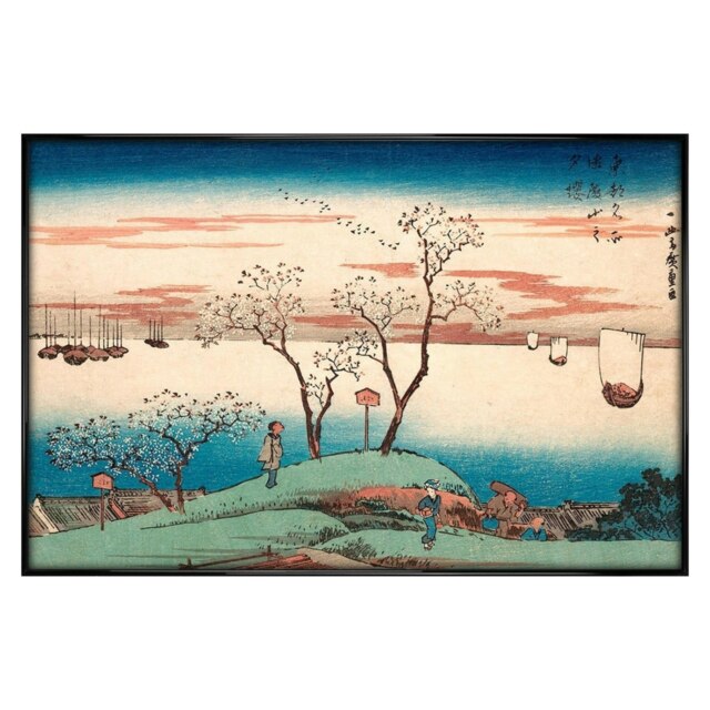 Gloss Black Framed Hiroshige Cherry Blossomat Gotengama Maxi Poster Multi