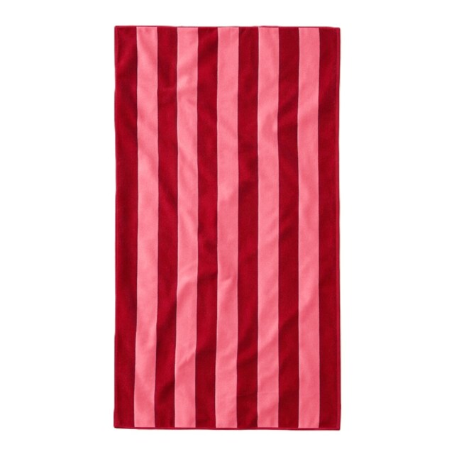 Extra Large Organic Cotton Striped Beach Towel Red Red/Pink One size 1