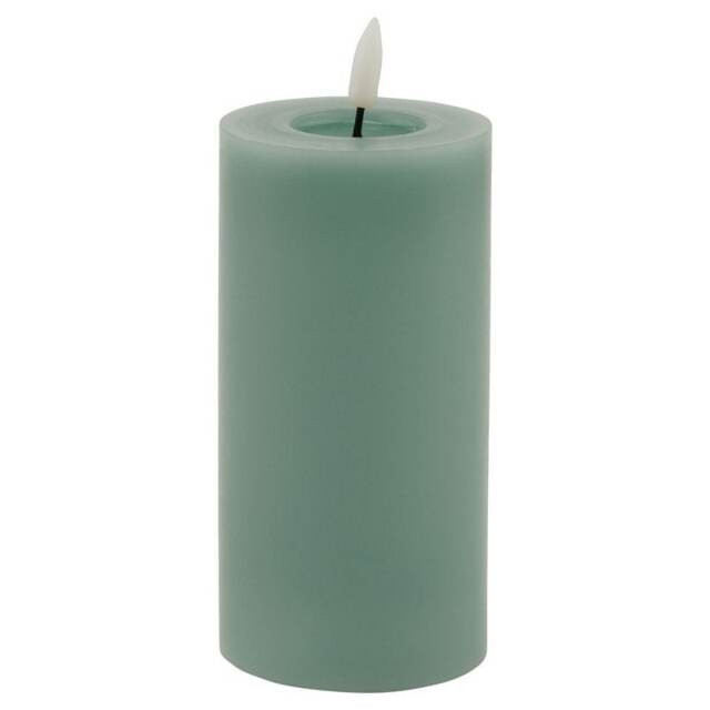 Luxe Collection Melt Effect LED Candle - Wax - L8 x W8 x H15 cm - Sage Green Green