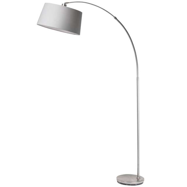 Jive 176cm Satin Chrome Arc Floor Lamp with Grey Shade