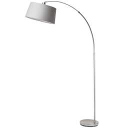 Jive 176cm Satin Chrome Arc Floor Lamp with Grey Shade