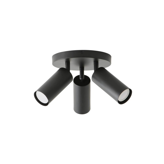 ValueLights Taylor Black Tube 3 Way Adjustable Ceiling Spotlight Black