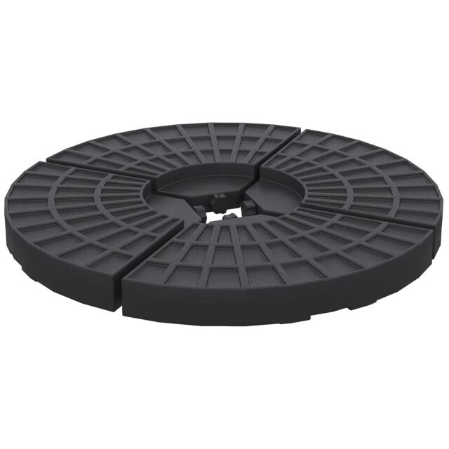 Outsunny 4PC Umbrella Base Sun Parasol Stand Holder Weight Sand Water Filled Black Black 48 x 48 x 8 cm