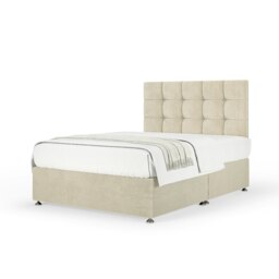 Signature Platinum 2000 Pocket Sprung Cream Naples Velvet Divan Set And Pearl Headboard Small Double